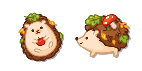 Cute Hedgehog with Leaves and Snacks Cursor