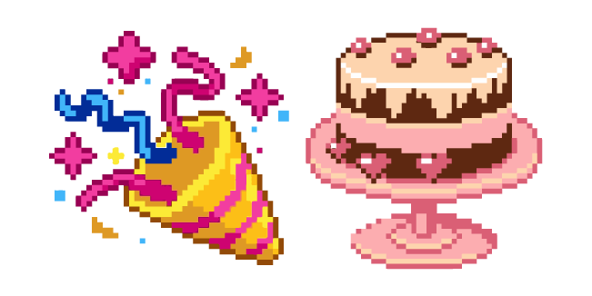 Party Popper and Birthday Cake Pixel курсор