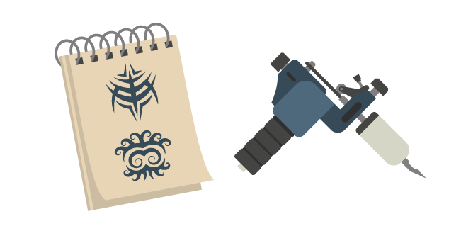 Artista del Tatuaje: Libreta y Máquina de Tatuar Cursor