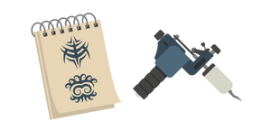 Artista del Tatuaje: Libreta y Máquina de Tatuar cursor