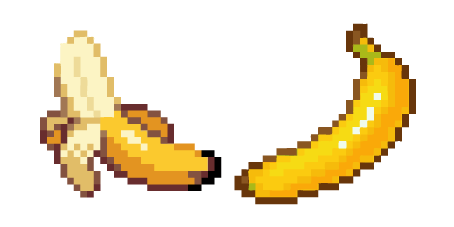 Banana Entera y Pelada Pixel Cursor