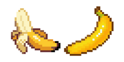 Banana Entera y Pelada Pixel Cursor