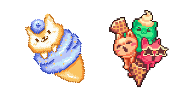 Ice Cream with Puppy and Kitties Pixel курсор