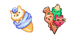 Helado con Cachorro y Gatitos Pixel Cursor