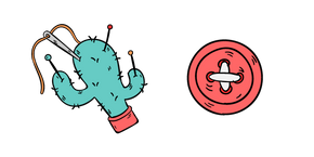VSCO Girl Cactus Pin Cushion and Button Cursor