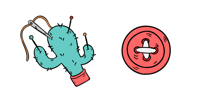VSCO Girl Cactus Pin Cushion and Button Cursor