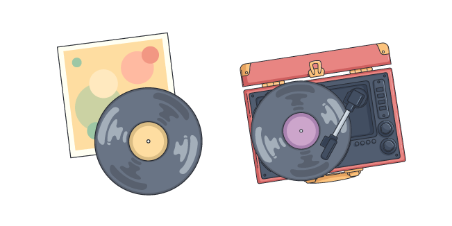 Vinyl Record and Gramophone Cursor