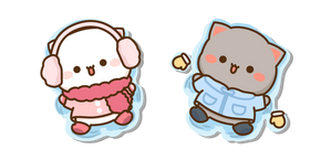 Mochi Mochi Peach Cats Peach y Goma Haciendo Ángeles de Nieve cursor