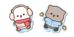 Mochi Mochi Peach Cats Peach et Goma Faisant des Anges des Neige Curseur