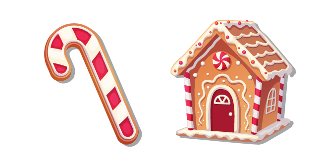 Christmas Gingerbread House and Candy Cane Cookie Cursor