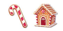 Курсор Christmas Gingerbread House and Candy Cane Cookie