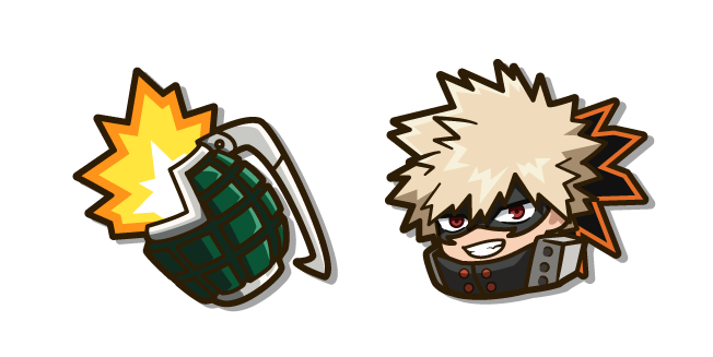 Chibi My Hero Academia Katsuki Bakugo and a Grenade Cursor