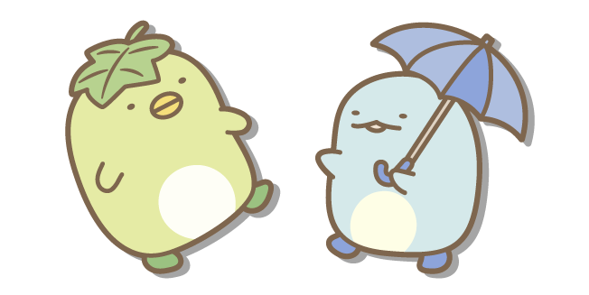 San-X Penguin y Tokage Escondiéndose de la Lluvia Cursor