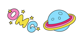 VSCO Girl Blue Planet and OMG Doodle Cursor