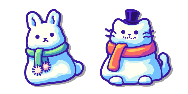 Cute Snow Bunny and Snow Cat курсор