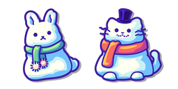 Mignons Lapin de Neige et Chat de Neige Curseur