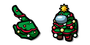 Курсор Among Us Green Christmas Tree Character
