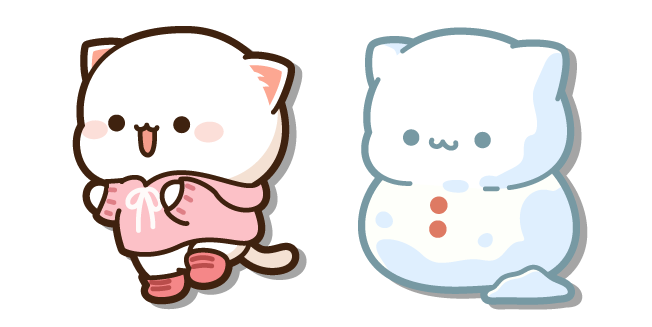 Mochi Mochi Peach Cat and Peach Snowman курсор