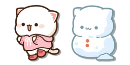 Mochi Mochi Peach Cat and Peach Snowman Cursor