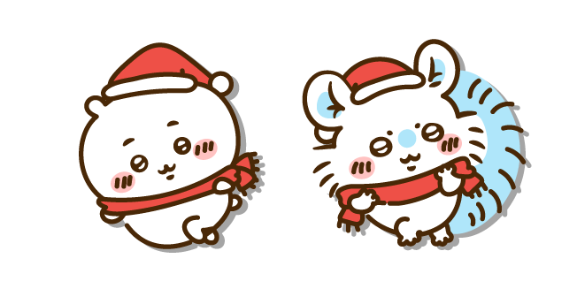Chiikawa and Momonga in Christmas Outfits курсор