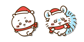Chiikawa y Momonga en Atuendos Navideños cursor