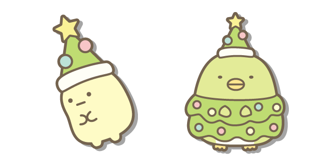 San-X Penguin and Tapioca in Christmas Tree Costumes курсор