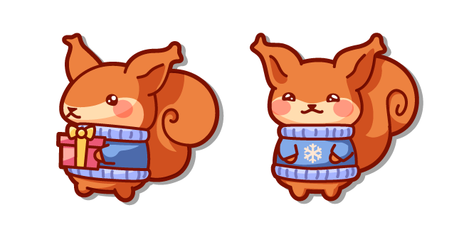 Kawaii Squirrel in a Christmas Sweater Cursor