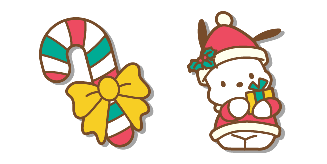 Sanrio Christmas Pochacco with Gift and Candy Cane Cursor
