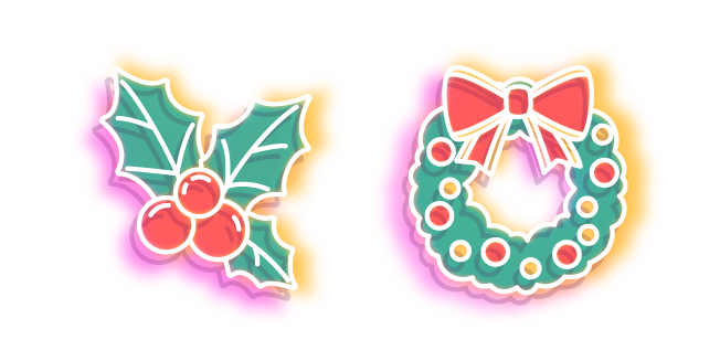 Neon Corona Navideña y Hojas de Acebo Cursor