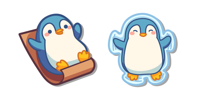 Cute Penguins Sledding and Making a Snow Angel Cursor
