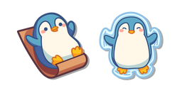 Cute Penguins Sledding and Making a Snow Angel Cursor
