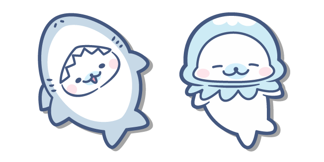 San-X Shirogoma in Shark and Jellyfish Costumes Cursor