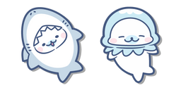 San-X Shirogoma en Costumes de Requin et de Méduse Curseur