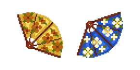 Éventails Traditionnels en Fleurs Pixel Curseur