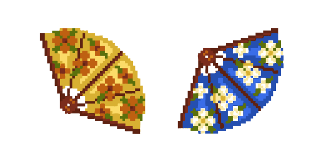 Éventails Traditionnels en Fleurs Pixel Cursor