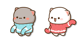 Mochi Mochi Peach Cats Peach and Goma in Sweaters Cursor