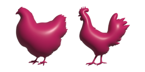 Simple 3D Gallina y Gallo Rosas cursor