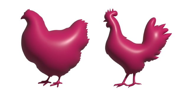 Simple 3D Pink Hen and Rooster курсор