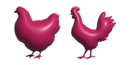 Simple 3D Poule et Coq Roses Curseur