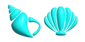 Simple 3D Concha y Vieira Cian cursor