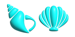 Simple 3D Conque et Coquille Saint-Jacques Cyan Curseur