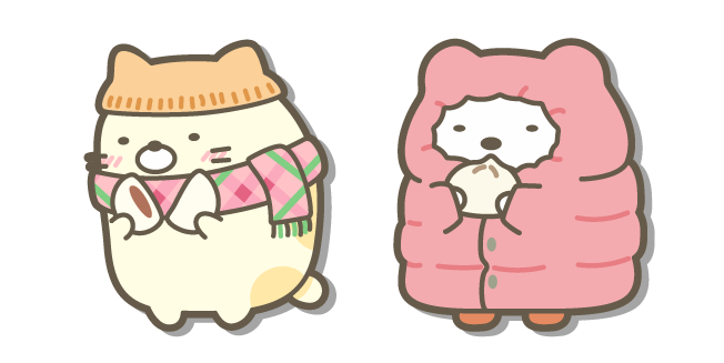 San-X Neko y Shirokuma Comiendo Bao en Ropa de Invierno Cursor