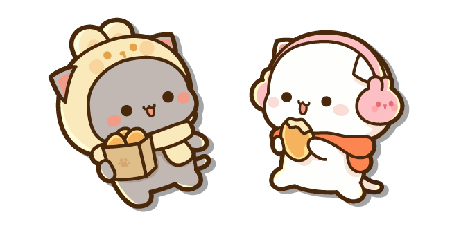 Mochi Mochi Peach Cats Peach et Goma avec des Pains Cursor