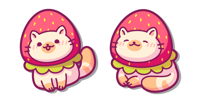 Lindo Gato Atigrado con Sombrero de Fresa Cursor