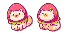 Lindo Gato Atigrado con Sombrero de Fresa cursor