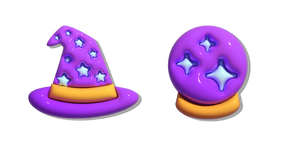 Simple 3D Chapeau de Sorcière et Boule de Cristal Curseur