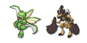 Pokemon Scyther y Kleavor Píxel cursor