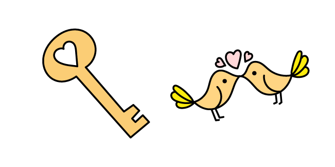 VSCO Girl Clé Jaune et Oiseaux de l'Amour Cursor