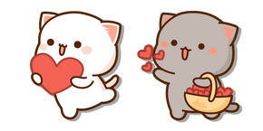 Mochi Mochi Peach Cats Peach et Goma avec Cœurs Curseur