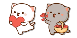 Курсор Mochi Mochi Peach Cats Peach and Goma with Hearts